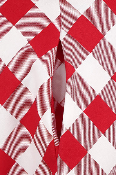 Vestido De Balanço Xadrez Vermelho Vintage Dos Anos 1950