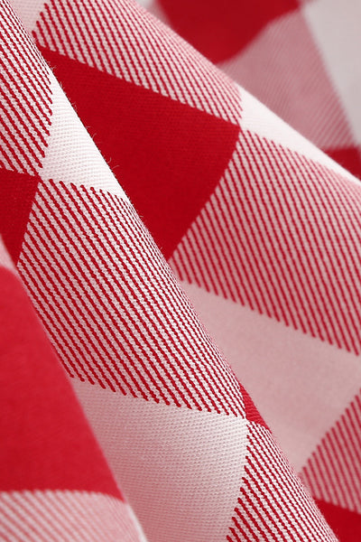 Vestido De Balanço Xadrez Vermelho Vintage Dos Anos 1950