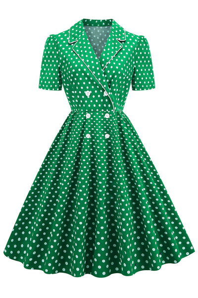 Vestido Vintage Verde De Bolinhas