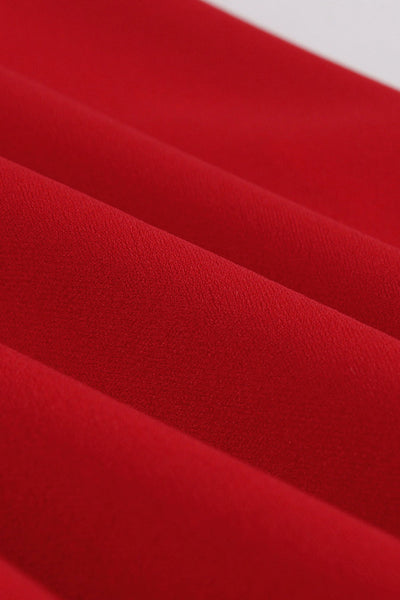 Vestido Rodado Vermelho Anos 50 Com Lapela