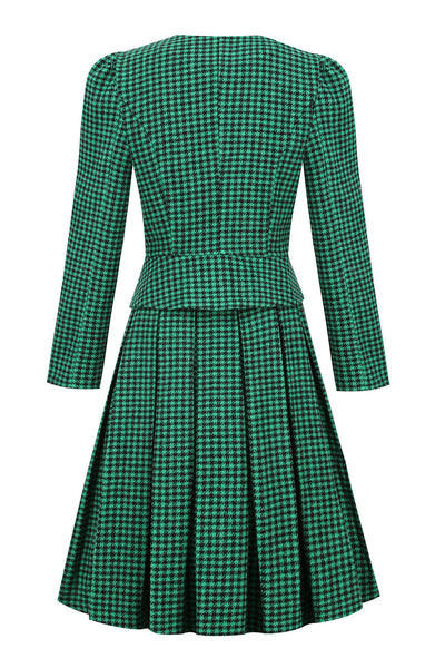Conjunto De Vestido Verde Vintage Feminino