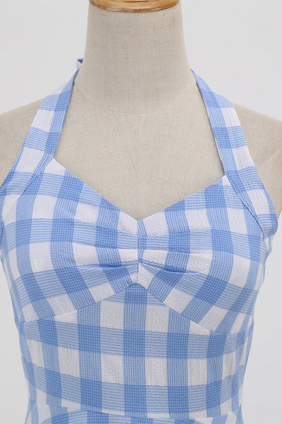 Vestido Retrô Feminino Xadrez Sem Costas