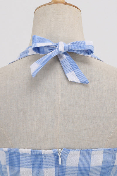 Vestido Retrô Feminino Xadrez Sem Costas