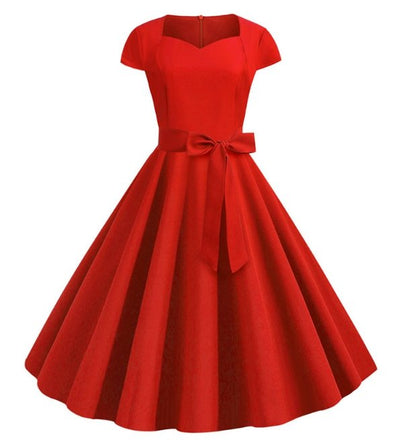 Vestido Vintage Vermelho Dos Anos 50