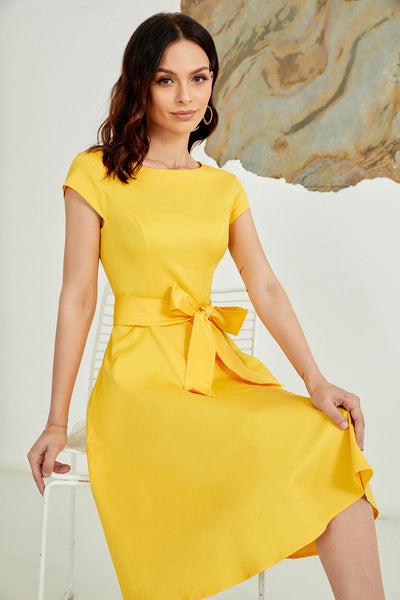 Vestido Amarelo Sólido Dos Anos 50