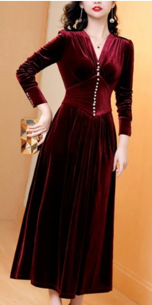 Vestido Feminino Bordô Dos Anos 1940