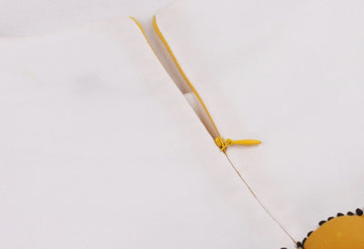 Lindo Vestido De Design Vintage Amarelo E Branco