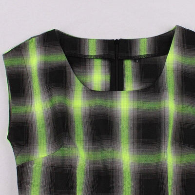 Vestido Xadrez Vintage Sem Mangas