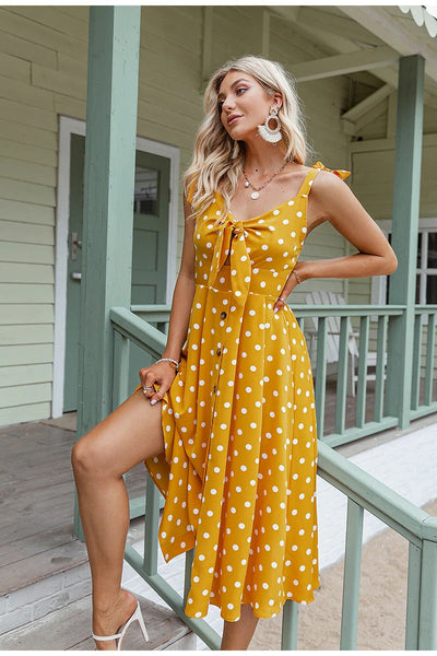 Vestido De Bolinhas Amarelo Vintage
