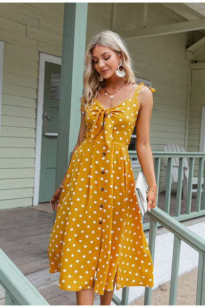 Vestido De Bolinhas Amarelo Vintage