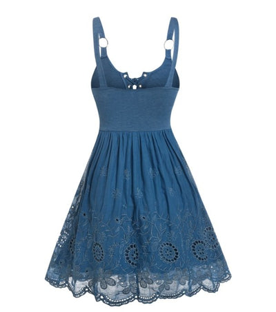 Vestido Americano Azul Dos Anos 1950