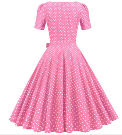 Vestido De Bolinhas Rosa Anos 50