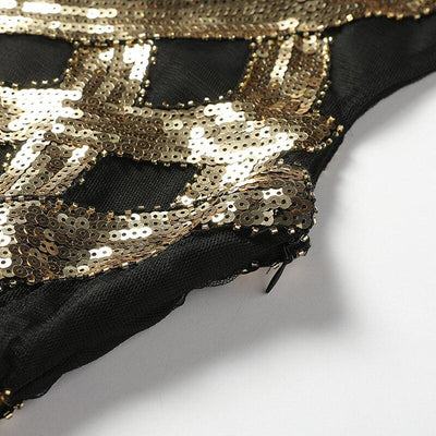 Vestido Vintage Anos 20 Preto Dourado