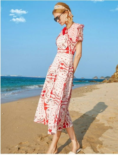 Vestido Rosa Corações Anos 40