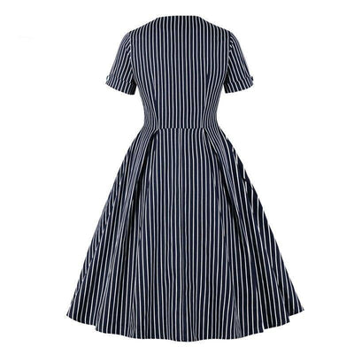 Vestido Vintage Azul Marinho Dos Anos 50