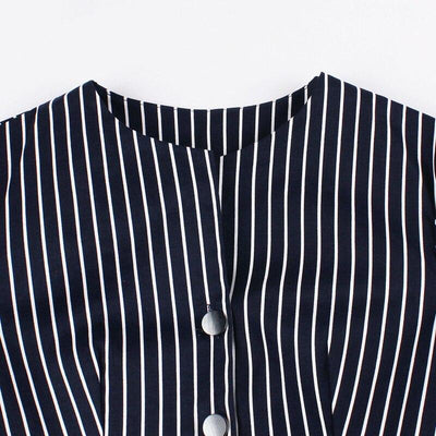 Vestido Vintage Azul Marinho Dos Anos 50