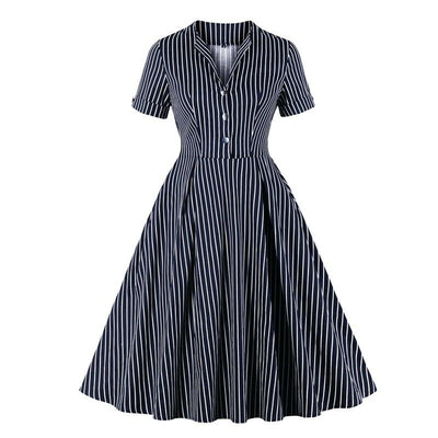 Vestido Vintage Azul Marinho Dos Anos 50