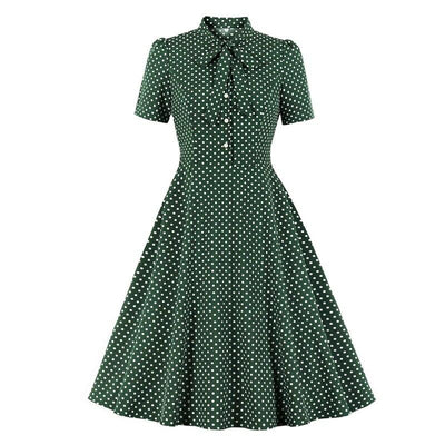 Vestido De Bolinhas Verde Vintage Anos 50