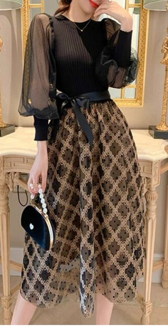 Vestido Xadrez Preto Vintage Anos 40