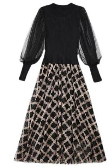 Vestido Xadrez Preto Vintage Anos 40