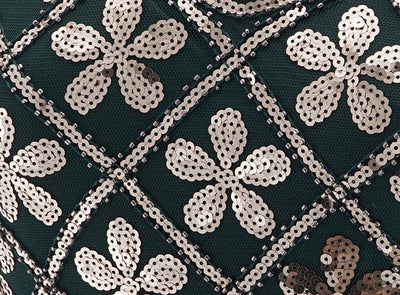 Vestido Charleston Dos Anos 20 - Verde E Dourado