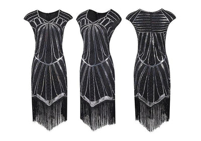 Vestido Prateado Charleston Dos Anos 1920