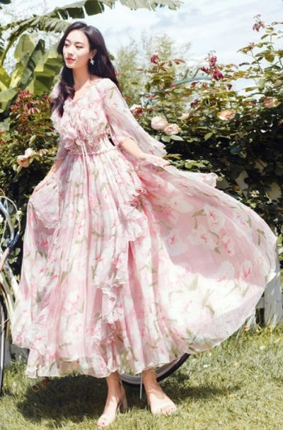 Vestido De Renda Rosa Vintage