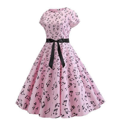 Vestido Vintage Rosa Primavera Flare