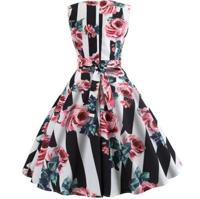 Vestido Vintage Rosas Flare