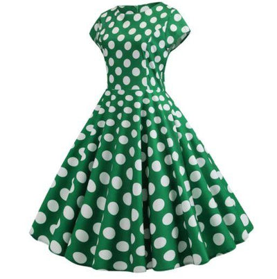 Vestido Vintage Verde Com Bolinhas Brancas