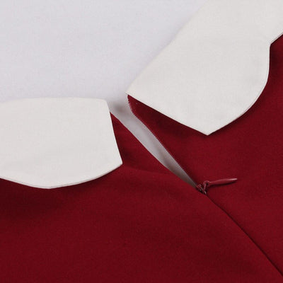Vestido Vermelho Anos 50 Com Gola Peter Pan