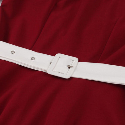 Vestido Vermelho Anos 50 Com Gola Peter Pan