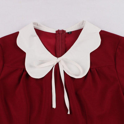 Vestido Vermelho Anos 50 Com Gola Peter Pan