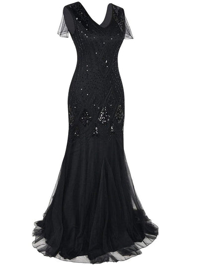 Vestido Gatsby Longo Alta Costura Preto