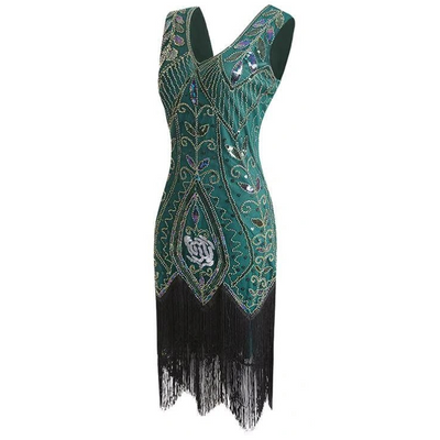 Vestido Gatsby De Penas Verdes