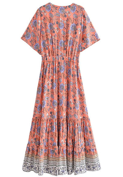 Vestido Hippie Rosa Dos Anos 70