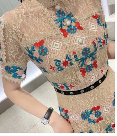 Vestido Longo Champanhe Vintage Com Babados