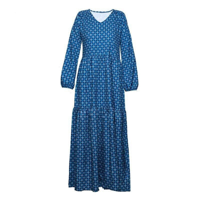 Maxi Vestido Vintage Azul