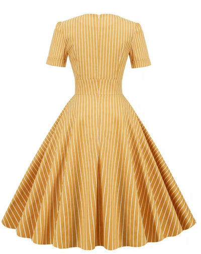 Vestido Retrô Anos 50 Amarelo