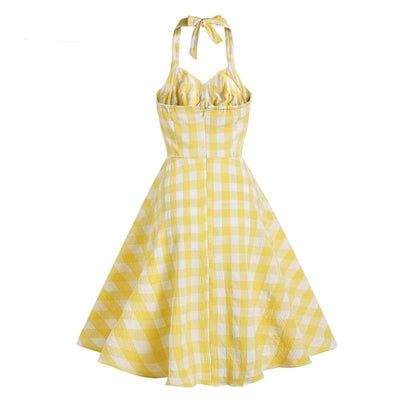 Vestido Retrô Xadrez Amarelo