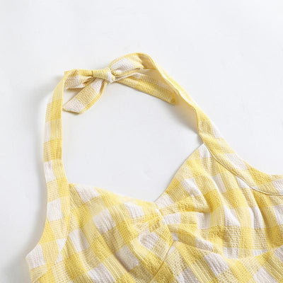 Vestido Retrô Xadrez Amarelo