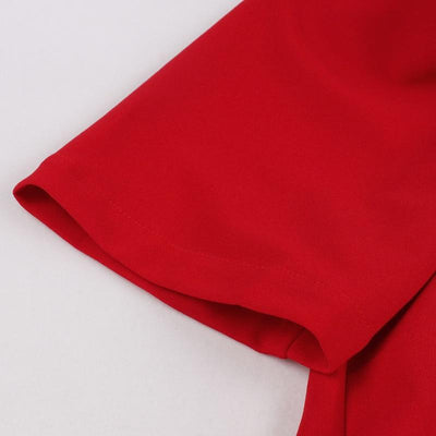 Vestido Vermelho Anos 50 Com Gola Larga