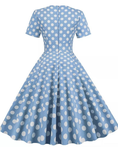 Vestido Vintage Estilo Anos 50 Azul