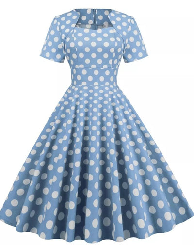 Vestido Vintage Estilo Anos 50 Azul