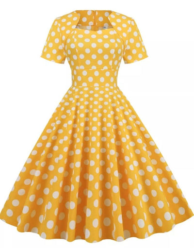 Vestido Vintage Estilo Moderno Dos Anos 50 Amarelo