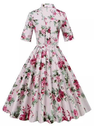 Vestido Vintage Rosas Estilo Anos 50
