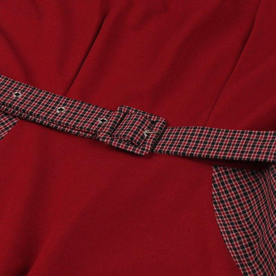 Vestido Trapézio Dos Anos 50 Borgonha