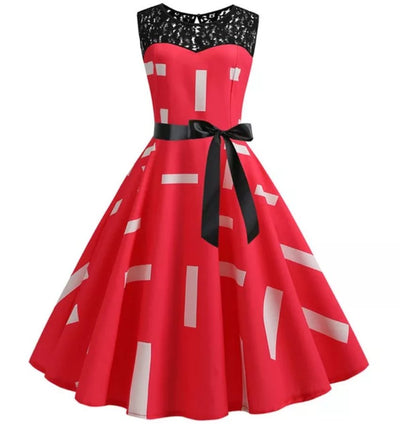 Vestido Trapézio Vintage Com Gola De Renda