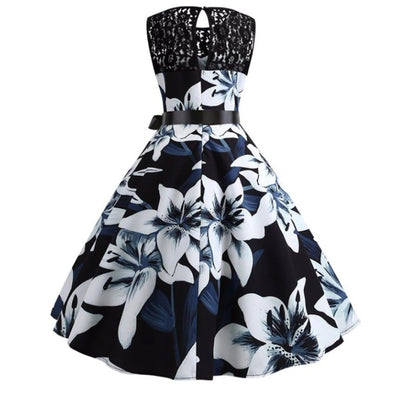 Vestido Trapézio Vintage Preto E Branco