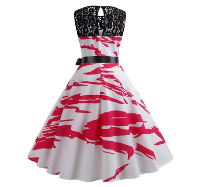 Vestido Trapézio Vintage Vermelho E Branco